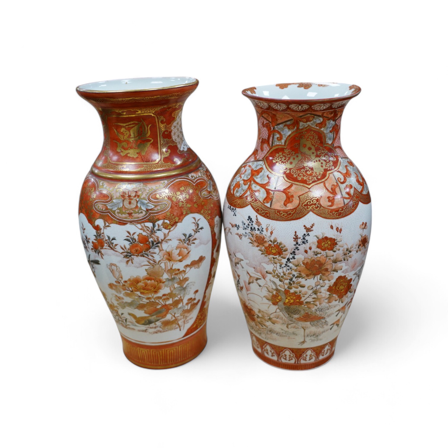 Two Japanese Kutani vases, tallest 37cm high. Condition - good